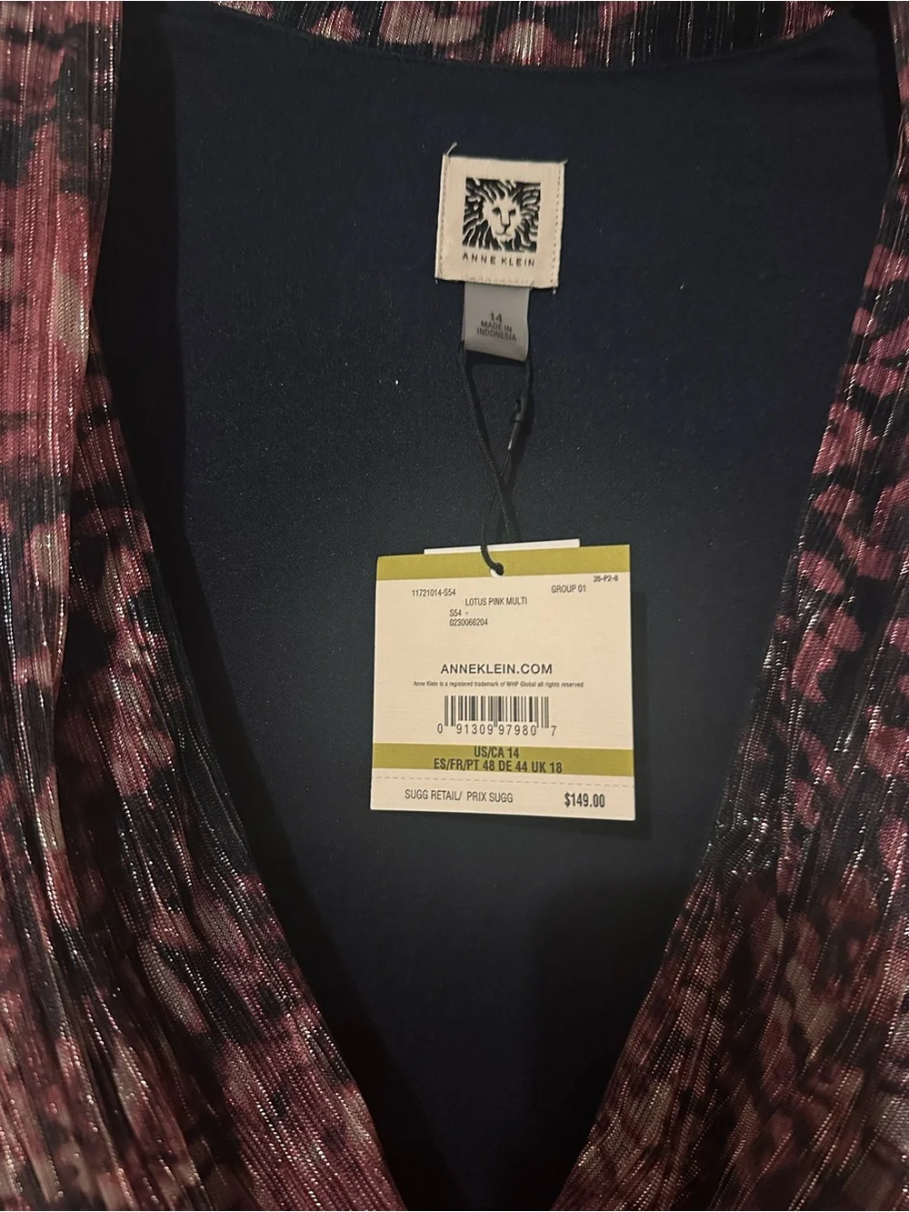 Anne Klein Lotus Pink Multi Wrap Dress